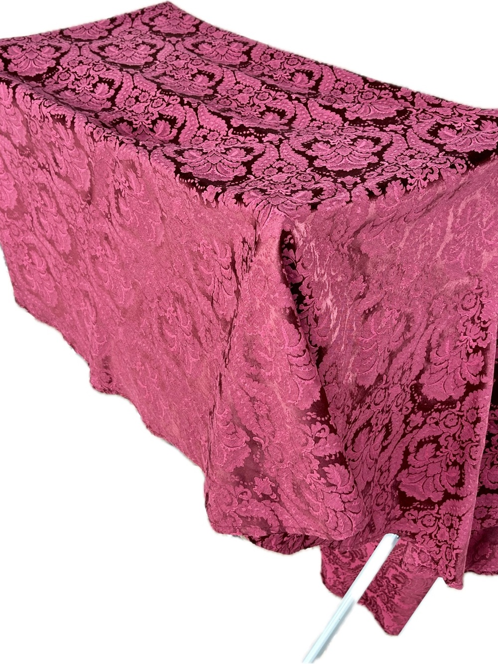 Burgundy Damask Round Tablecloth Floral Medallion Tone on Tone 64 Holiday Dining